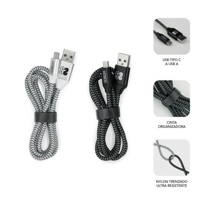 Pack 2 Cables USB Tipo C – USB A (3.0A) Black/Silver