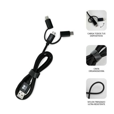 ABS Dual Wall Charger (2.4A) + Cable 3in1 Black