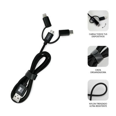Dual Car Charger (2.4A) + Cable 3in1 Black