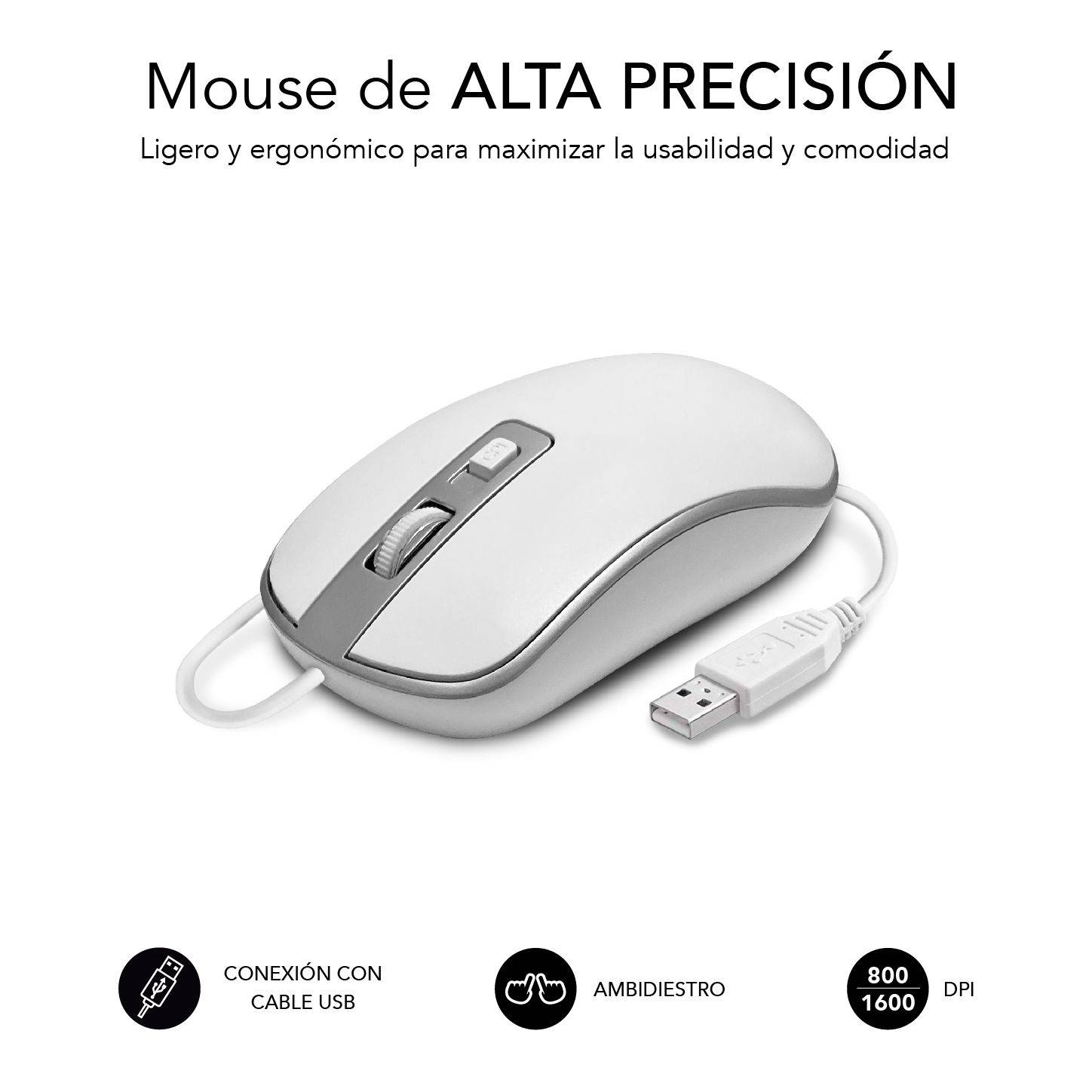 Teclado Ergonómico y ratón con cable USB Plano Silencioso Plata/Blanco Ergo