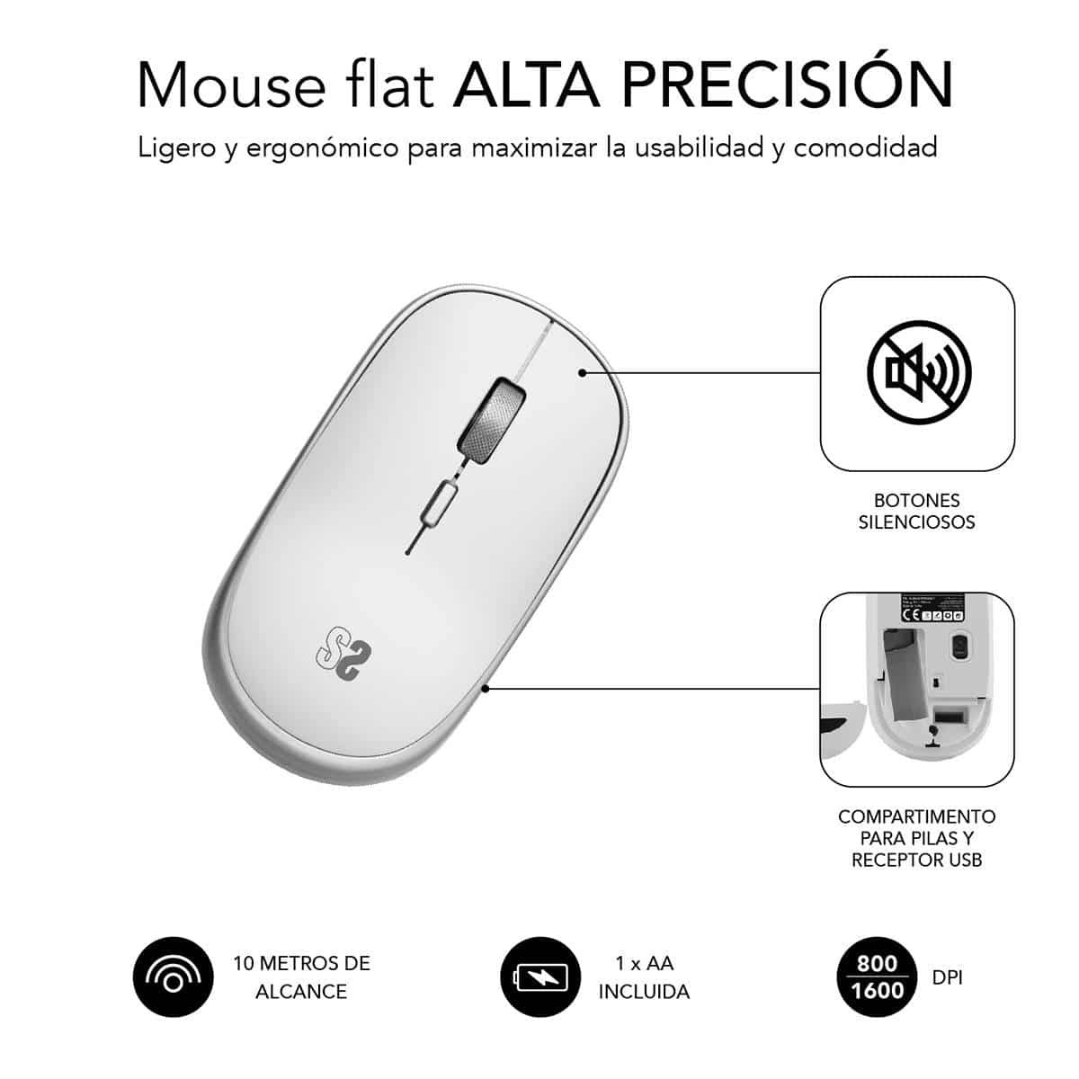 Ratón Óptico Inalámbrico Mini Mouse Silver
